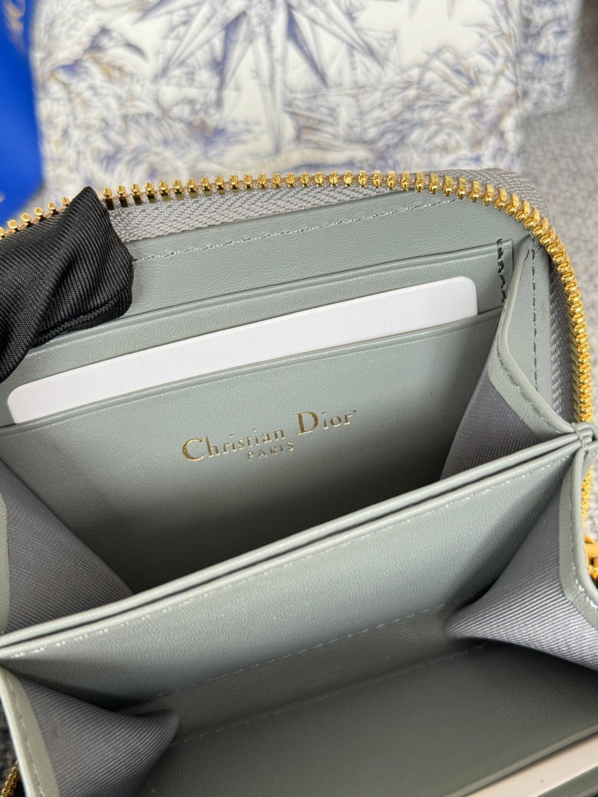 DIOR MONTAIGNE VOYAGEUR COIN PURSE 12 IN GREY MONOGRAM OBLIQUE JACQUARD
