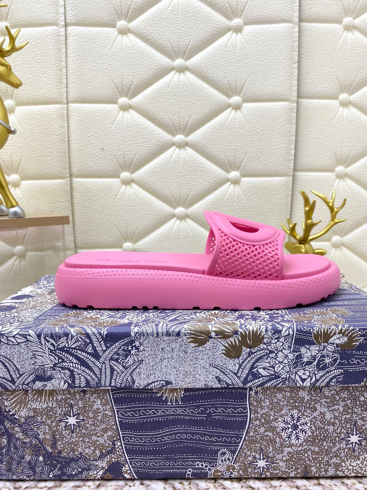 DIOR FLAT SLIDES 25S IN PINK TPU